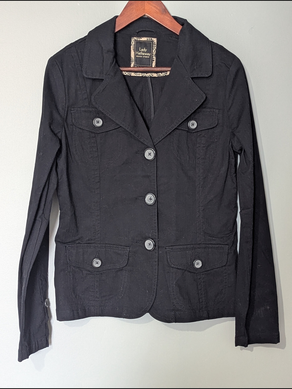 Lady Hathaway Women's Black Button-Front Blazer‎ Jacket Dark Academia